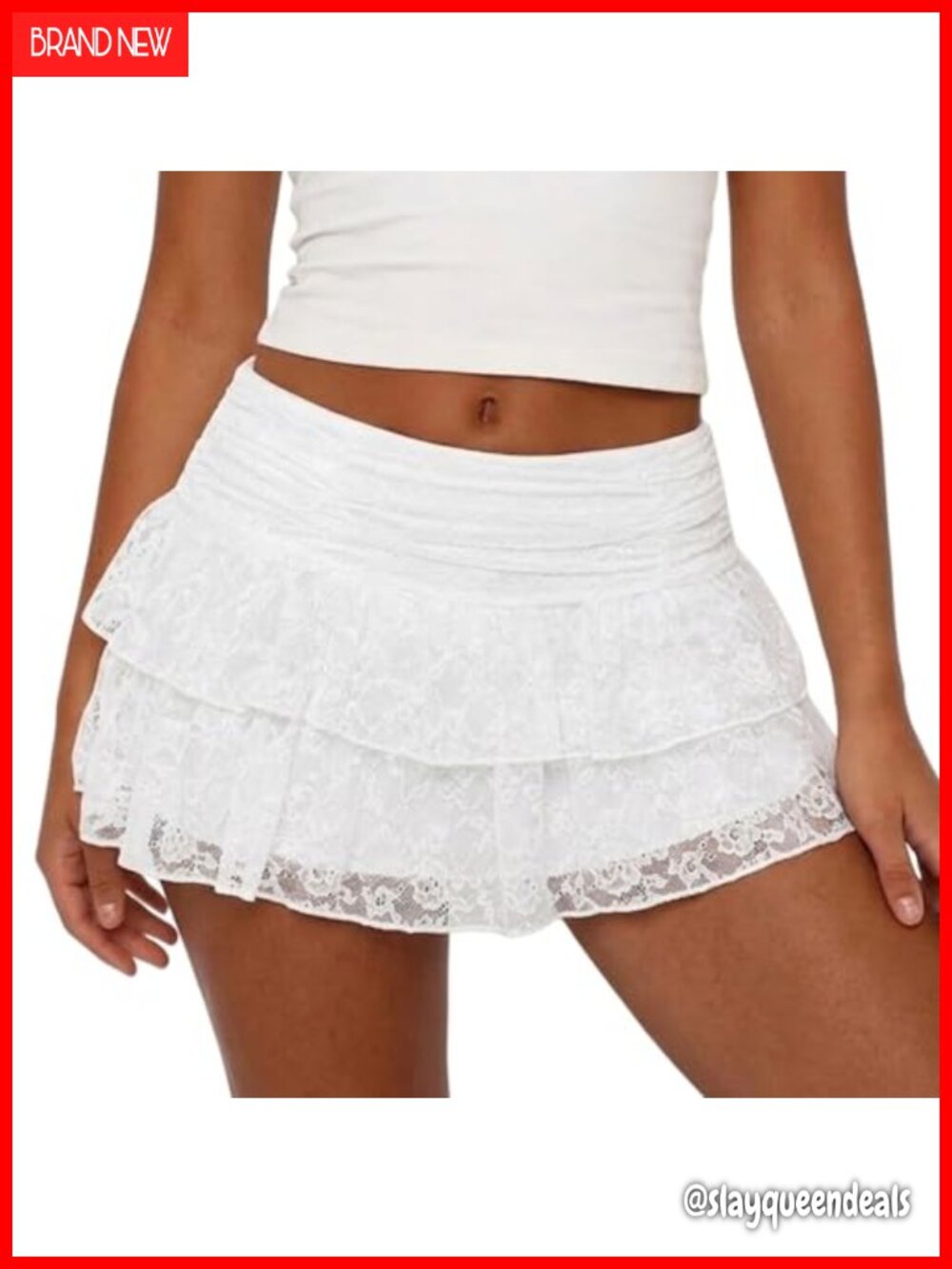 Y2K Lace Mini Skort Low Rise Tiered Ruffle A-Line Built-in Shorts